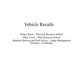 Vehicles Recalled 1996-2001, by Manufacturer