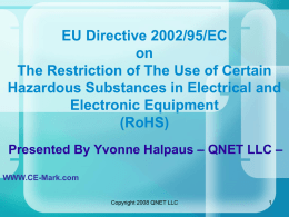 EU Directive 2002/96/EC on Waste Electrical and Electronic