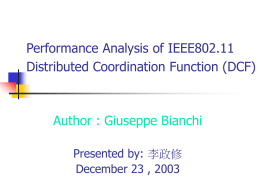Performance Analysis of IEEE 802.11 Distributed