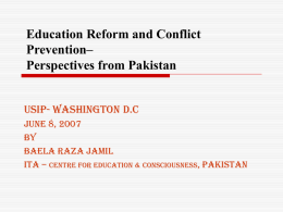 Education Reform and Conflict Prevention– Perspectives