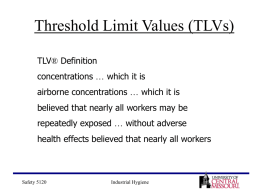 Threshold Limit Values (TLVs) - Dave's Safety Page | Your