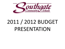 2010 / 2011 BUDGET PRESENTATION