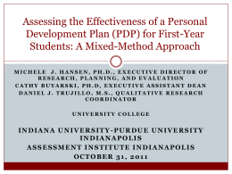 PERSONAL DEVELOPMENT PLAN - IUPUI Personal Development Plan