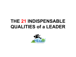 21 INDISPENSABLE QUALITIES of a LEADER