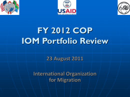 FY 2012 COP Program Area Summary Based on Portfolio Review