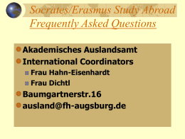 Socrates/Erasmus Study Abroad Frequently Asked Questions