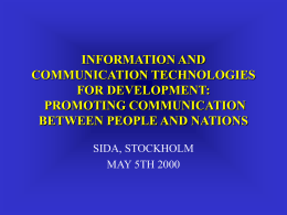 INFORMATION AND COMMUNICATION TECHNOLOGIES FOR …