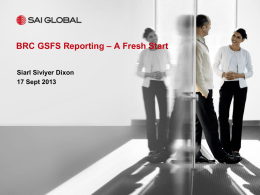 BRC GSFS Reporting – A Fresh Start