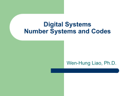 Digital Systems Number Systems and Codes