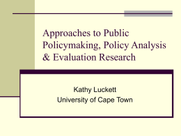 Approaches to Public Policymaking, Policy Analysis