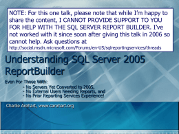 Understanding SQL Server 2005 ReportBuilder