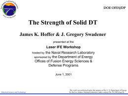 The Strength of Solid DT James K. Hoffer