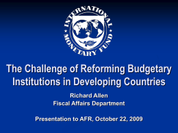 The Challenge of Reforming Budgetary
