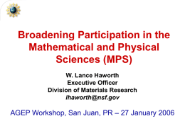 Activities in the Directorate for Mathematical and