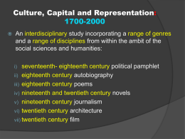 Culture, Capital and Representation: 1700-2000