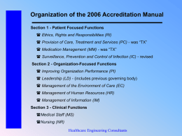 Organization of the 2005 Accreditation Manual