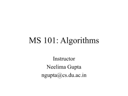 MS 101: Algorithms - Home Pages of People@DU