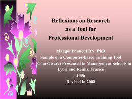 Reflexions on Research as a Tool for Professional Development