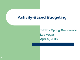 Activity Based Budgeting and Net Budget Presentation