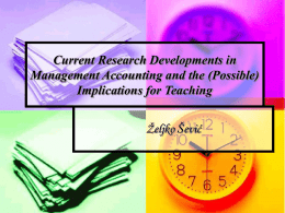 Current Research Developments in Management Accounting and