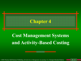 Cost Management Systems and Activity