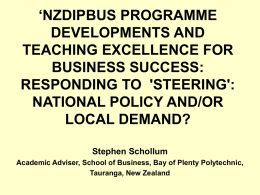 STEERING’ THE TERTIARY EDUCATION EXPERIENCE – NEW ZEALAND