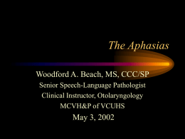 Aphasiology - VCU Physical Medicine and