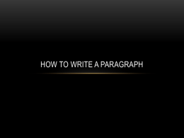 How to write a paragraph