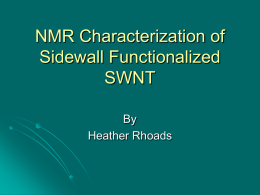 NMR Characterization of Sidewall Functionalized SWNT