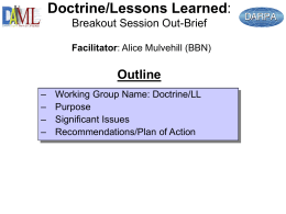Doctrine/Lessons Learned: Breakout Session Out-Brief