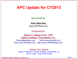 APC/OPPS Update for CY2012