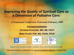 Improving the Quality of Spiritual Care as a Dimension of