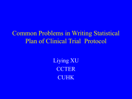 Common Problems in Writing Statistical Plan