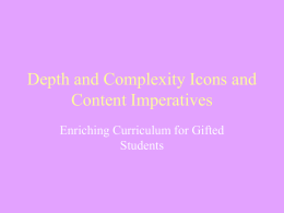Depth and Complexity Icons and Content Imperatives