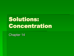 Solutions: Concentration