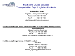 Starboard Cruise Services Inbound Logistics