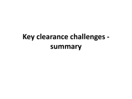 Key clearance challenges