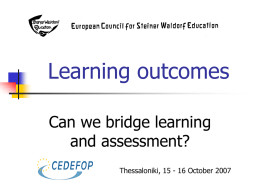 Learning outcomes - Cedefop | European Centre for the
