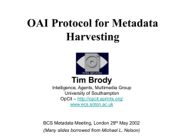 OAI Protocol for Metadata Harvesting