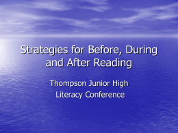 Strategies for Before, During and After Reading