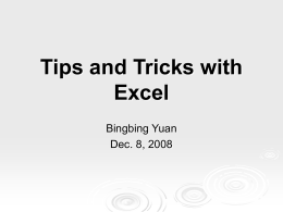 Tips and Tricks with Excel - BaRC: Bioinformatics and