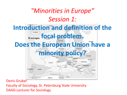 'Minorities in Europe” Session 1: Introduction and