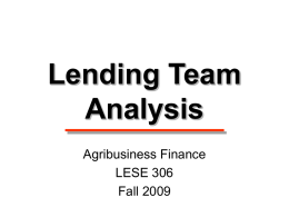 Lending Team Analysis - Texas A&M University