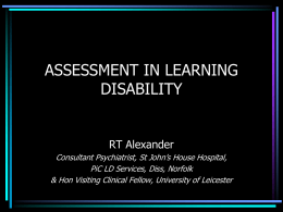 ASSESSMENT IN LEARNING DISABILITY