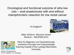 Oncological and functional outcome of ultra low colo