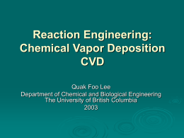 Reaction Engineering: Chemical Vapor Deposition