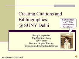 Creating Bibliographies and Citations for your Research