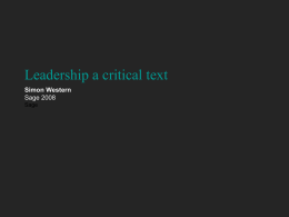 Leadership a critical text