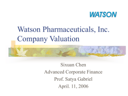 Watson Pharmaceuticals, Inc. Company Valuation