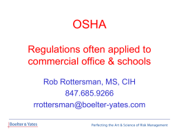 OSHA Regulations often applied to commercial office & schools